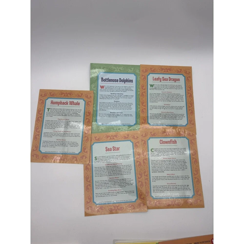 Ocean Animals Fact Sheets &‎ Photo Cards Lot 11 Marine Life Educational Set